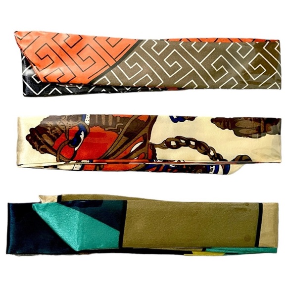 SIX Twilly Scarves!  Three black & white patterns and three neutral/earth tones! - Picture 5 of 5